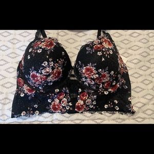 Cato Black floral lace PLUS SIZE bra 42D